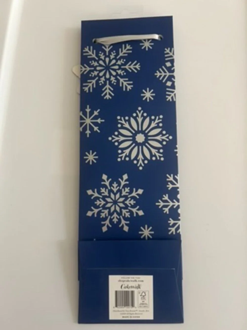 Wine Gift Bag blue with silver Snowflakes NEW